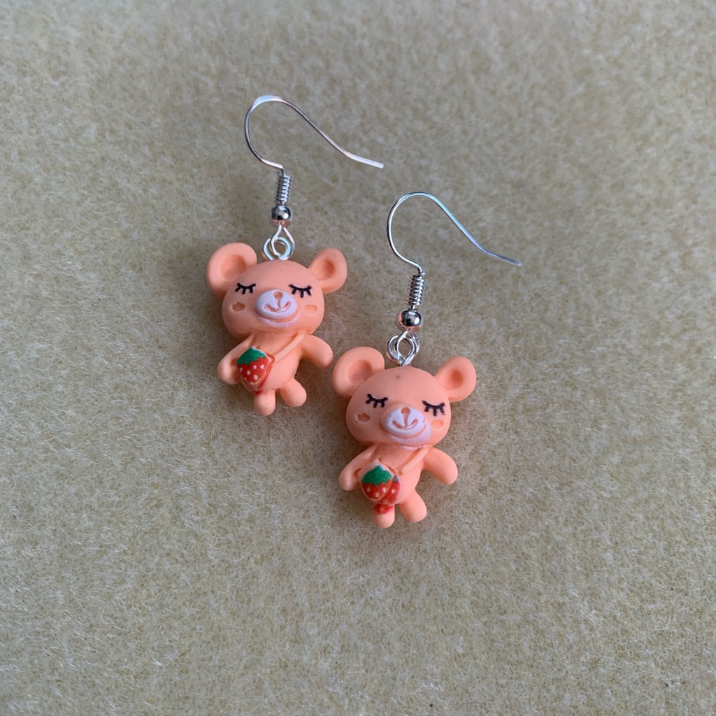 *3 For $20* Bear With Strawberry Purse Earrings